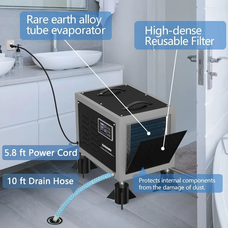 158 Pints Commercial Dehumidifier for Basement,Crawl Space,Large Spaces up to 4,500 Sq Ft with Drain Hose,Remote Monitoring,Auto