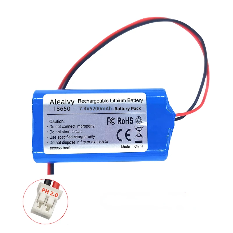 بطارية ليثيوم قابلة للشحن ، تيار عالي ، مصباح LED لصيد الأسماك ، مقبس PH2.0 ، XH2.54 ، 7 4 فولت ، 8.4 فولت ، 12800 مللي أمبير ، 18650