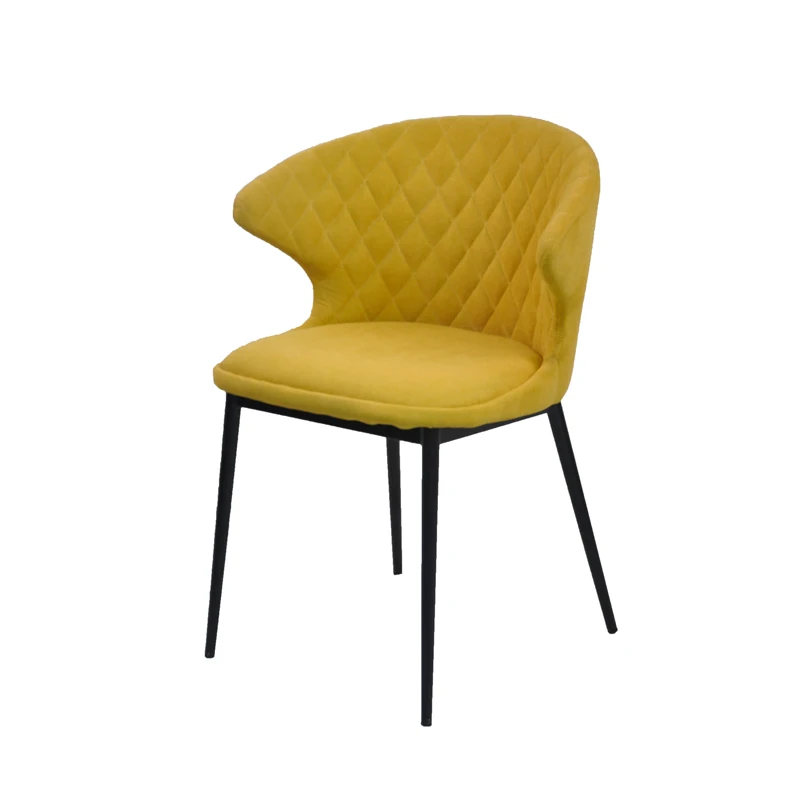 

Comfortable Upholstered Seat Luxury Soft Modern Fabric Dining Chair With Metal Legs