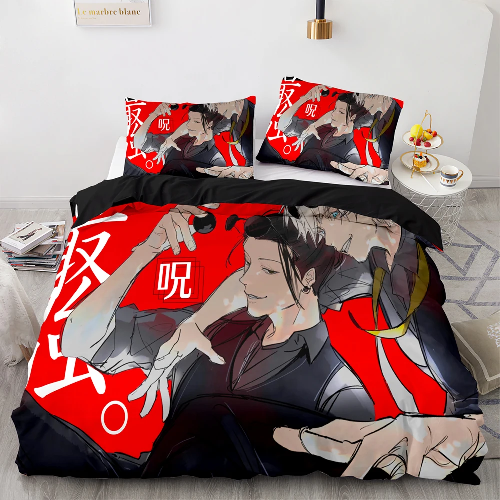 Imagem -02 - Anime Jujutsu Kaisen Satoru Gojo Bedding Grupo Capa de Edredão Fronha Tecido Caseiro Capa de Cama Meninos Meninas Gêmeo Queen Size Adulto Crianças