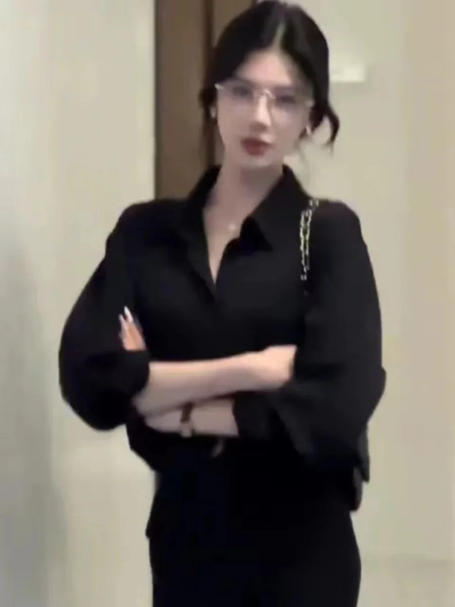 Colletto Ele Lungo Sve irt Design ampio da donna Autunno Bla Faionable oulder Bore Cardigan Sle Poliestere