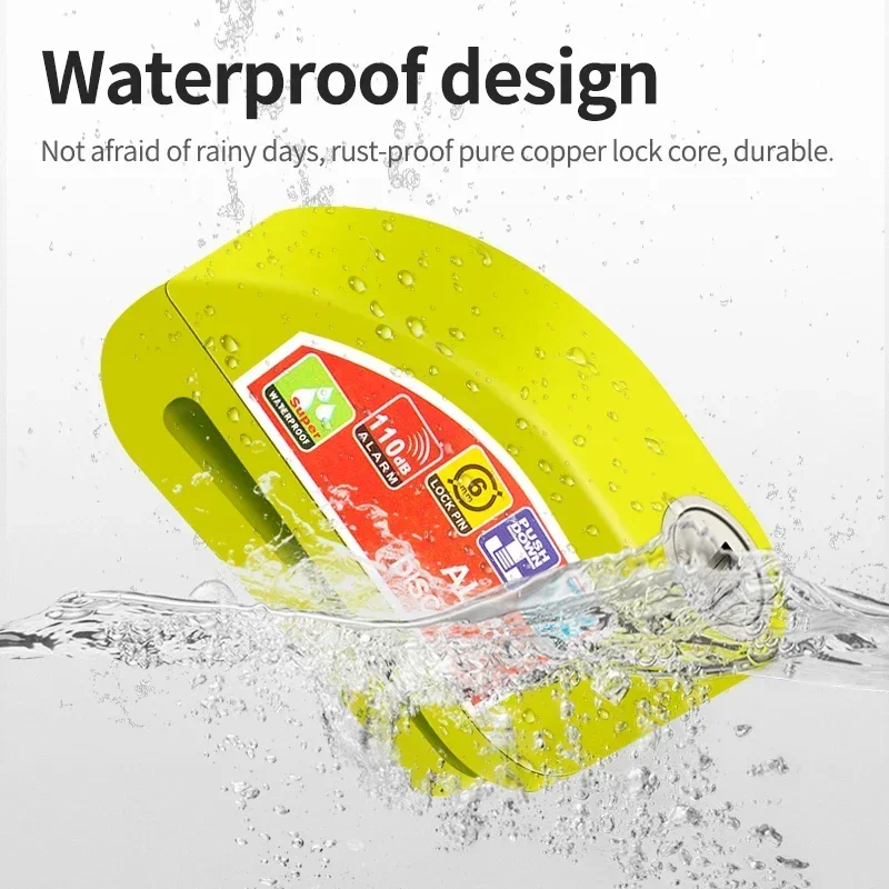 

Heavy Duty Aluminum Alloy Motorcycle Alarm Lock Waterproof Anti-Theft Disc Brake Lock Security Anti-Theft Tool for Bike Scooter