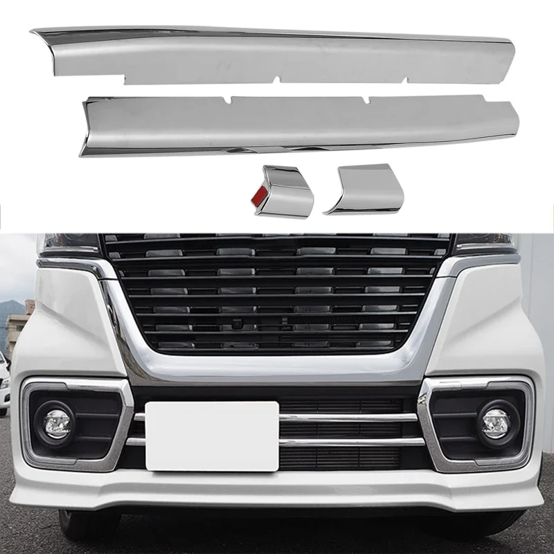 2Pcs Car Fog Light Chrome Cover Front Grill Trim Frame Garnish Protect Guard Body Kit For Suzuki Spacia Custom MK53S Accessories