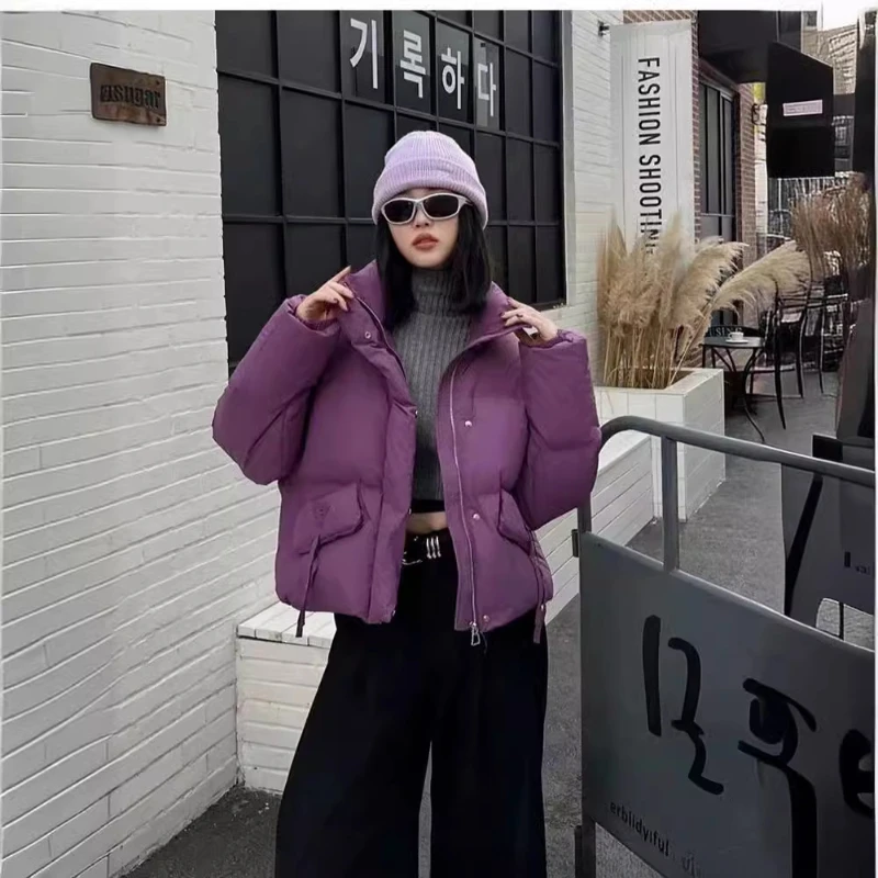 Short Women Jacket Korean Coats Down Stand-up Collar Fashion High Street Bread Clothing Down Casual Loose Winter Coat Female