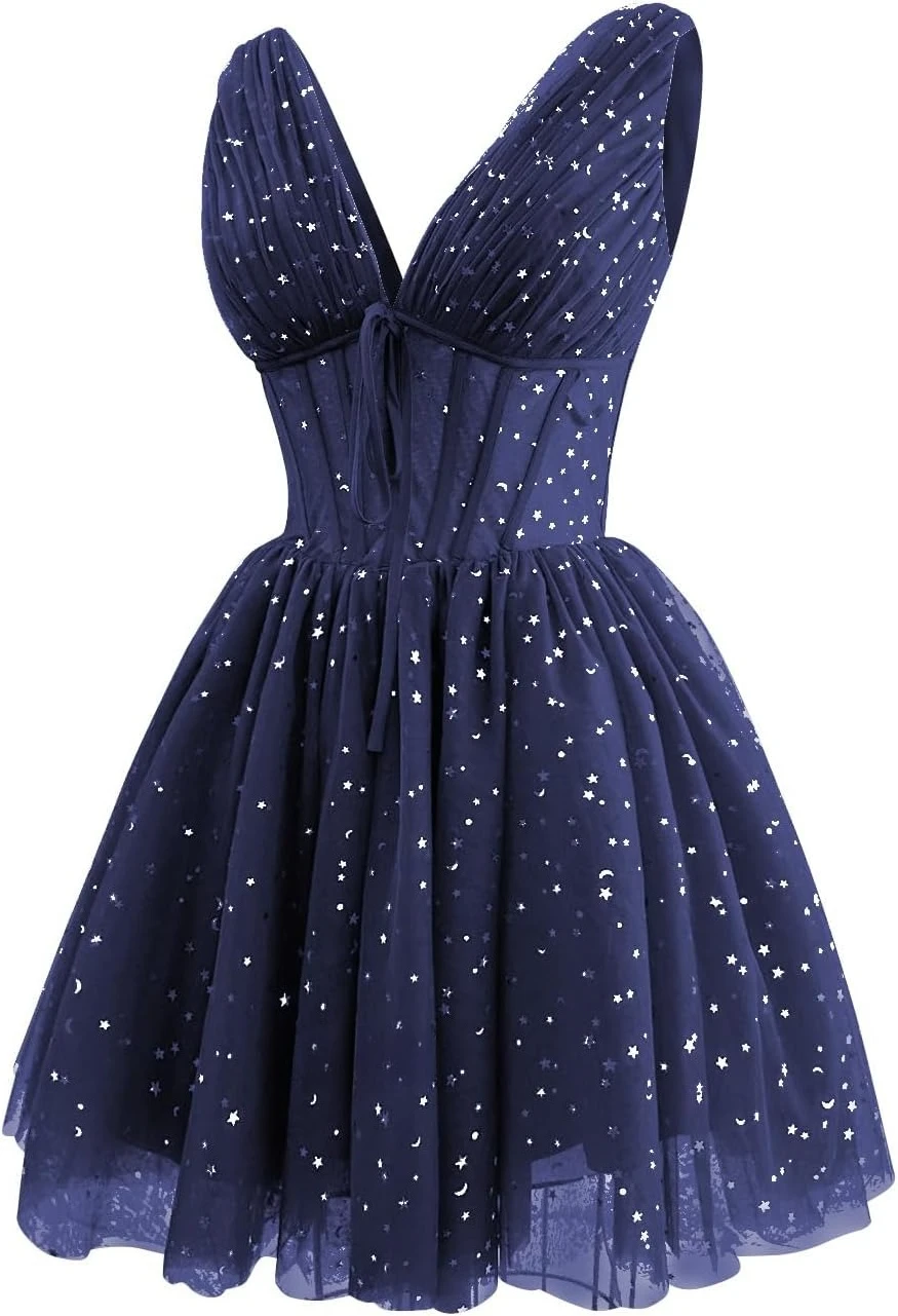 

Sparkly Starry Tulle Homecoming Dresses for Teens 2026 Short Prom Dress Mini Cocktail Dress Party Evening Gowns Graduation Dress