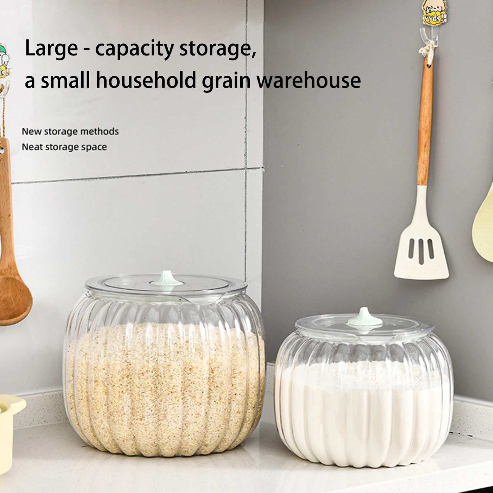 2026 جرة تخزين بلاستيكية شفافة على شكل يقطين الهالوين مع غطاء لصناديق تخزين المطبخ من حبوب دقيق الأرز #4