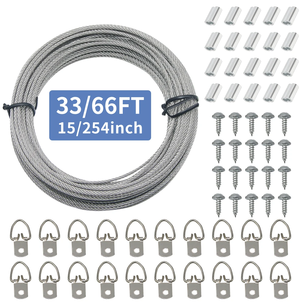 

1.5mm 304 stainless steel cable suspension kit, 10/20M indoor exhibition hanging set, suitable for manual DIY exhibition indoor