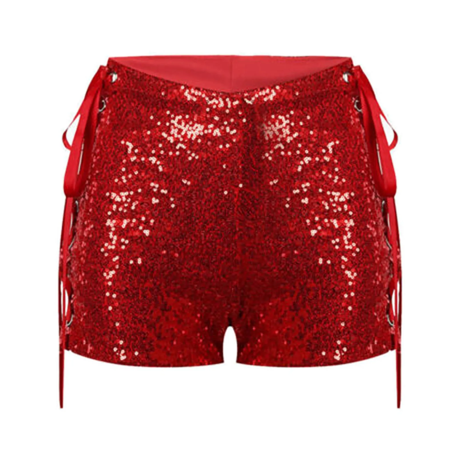 New Women'S Sequin High Waist Sexy Strappy Hollow Out Side Boxers Shorts Womens Shorts Y2k Hot Woman Short Pants Club Wears