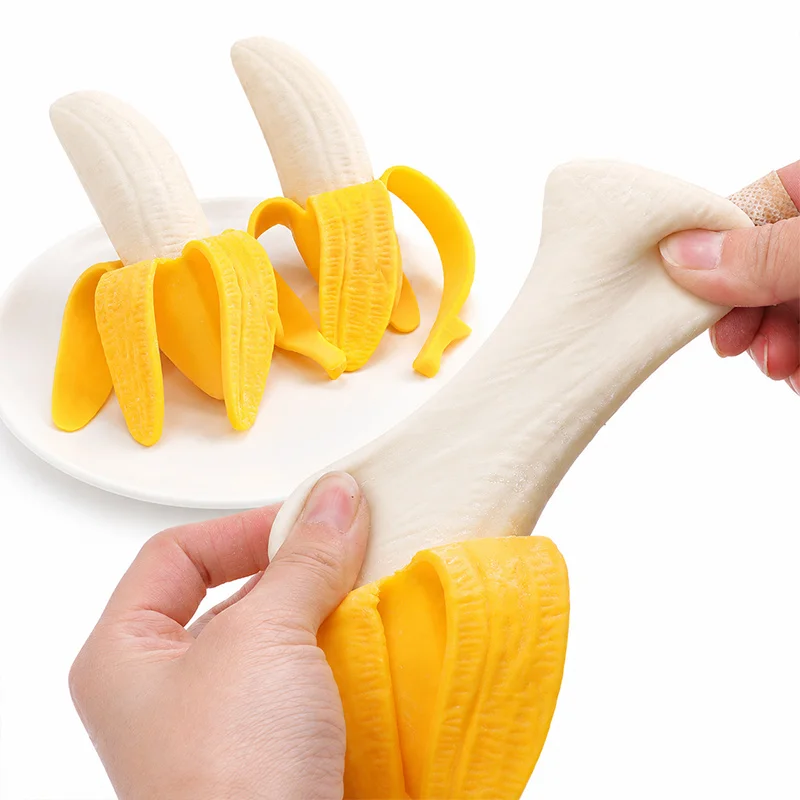 Peeling Banana Squishy Toy Realistic Stress Relief Banana Fidget Squeeze Toy for Kids Adults Gift Party Favor