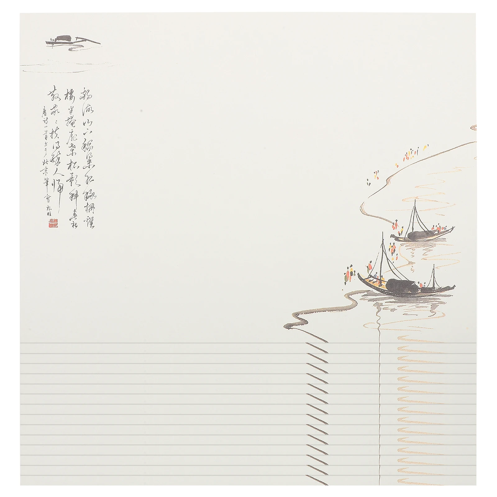 

10 Sets Sailing Ship Letter Paper Classic Vintage Writing Pack Loose Leaf Wide Ruled Elegant Chinese Style Note for Invitation