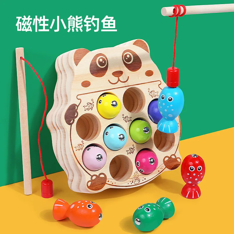ألعاب تعليمية للأطفال ألعاب الصيد المغناطيسية تركيز التدريب ألعاب خشبية لغز لعبة الأسماك الممتعة محاكاة الصيد