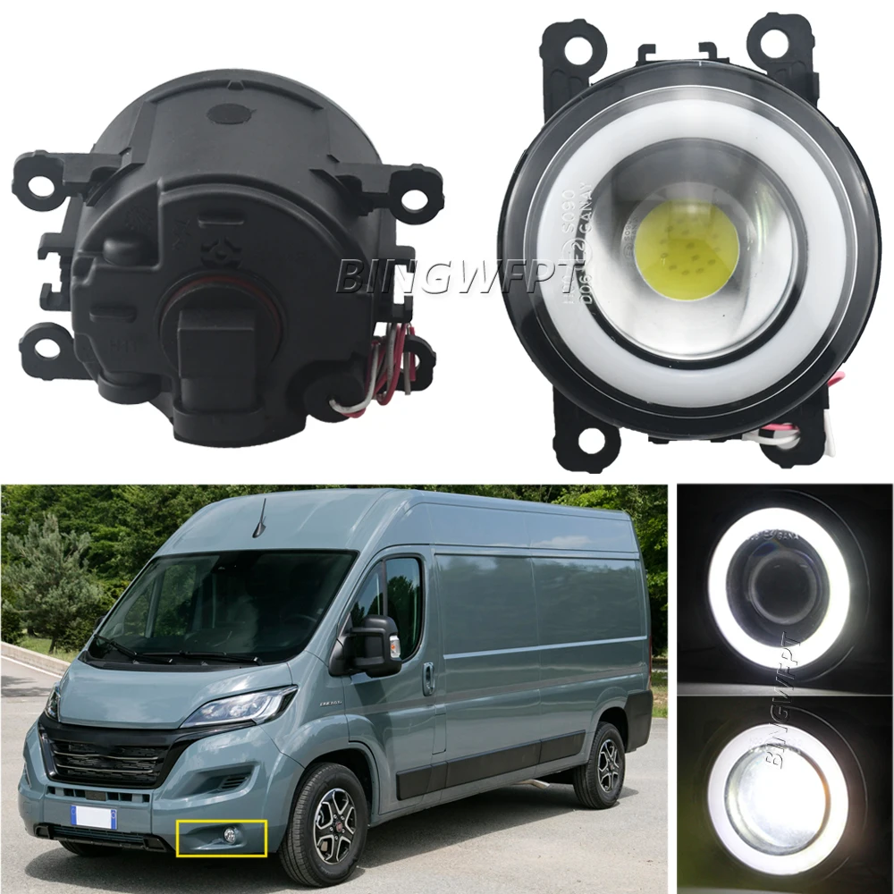 Car Lens LED Fog Lights Angel Eye DRL Daytime Runinng Light Lamp For Fiat Ducato 250 290 2015 '16 '17 '18 '19’ 20’ 2021