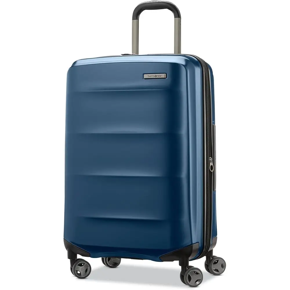 

Расширяемый чемодан-спиннер среднего размера с синим джинсовым узором и колесами