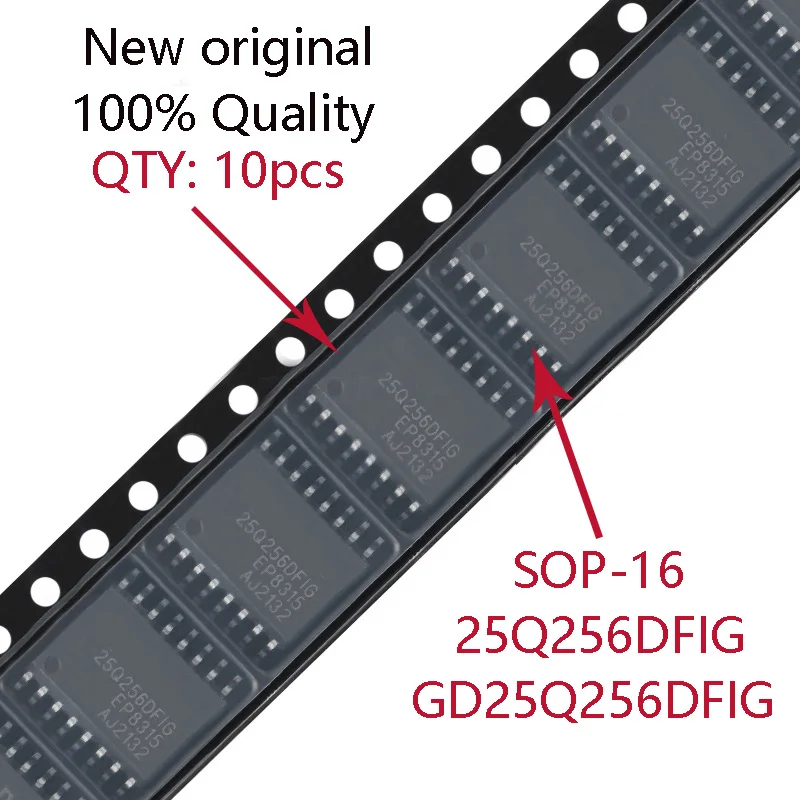 

10PCS 100%New original GD25Q256DFIG 25Q256DFIG SOP16 256M-bit 3.3V serial flash memory chip