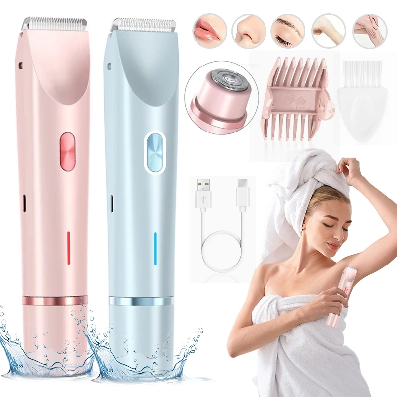 

2-in-1 Woman Hair Removal Electric Razor Device Portable Hair Removal Knife Cordless Painless Body Groomer Bikini Trimmer