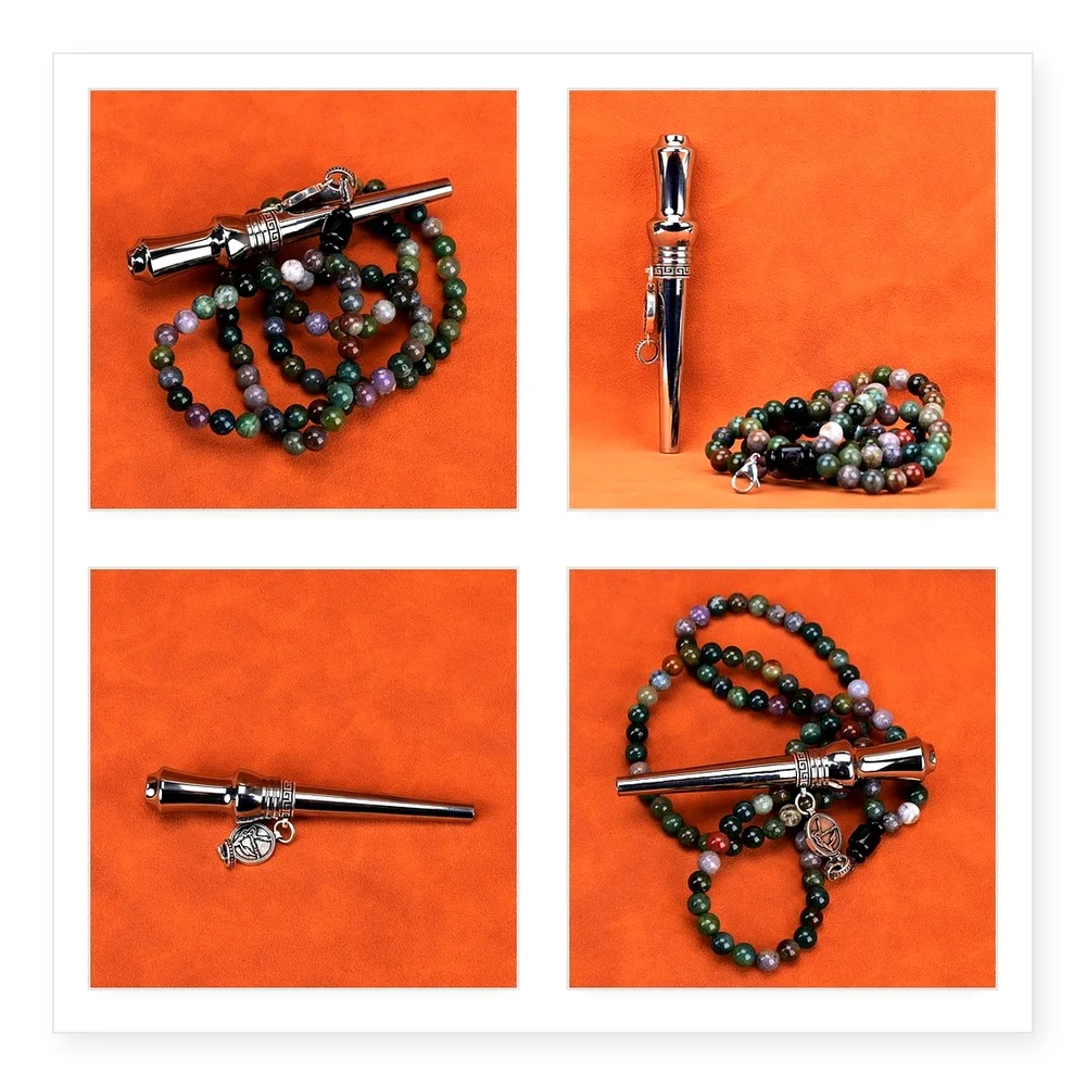 Premium Titanium Cigarette Holder with Arab Shisha Stone Bead Chain for Parties and Family Gatherings