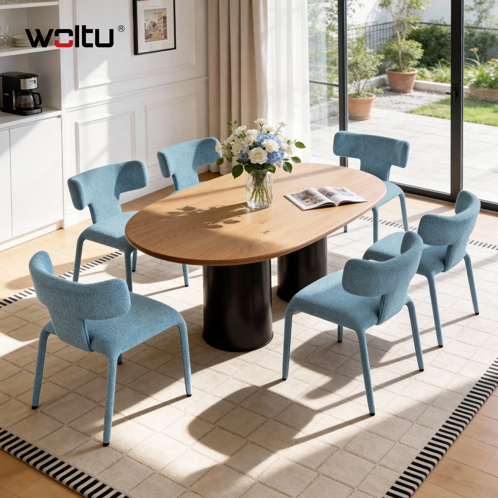 WOLTU 2 Stück/Set ergonomische Esszimmerstühle, Kunstleder/Leinen, Küchenstühle, Metallrahmen, Rückenlehne für Wohnzimmer, Schlafzimmer, Restaurant – Detail 27