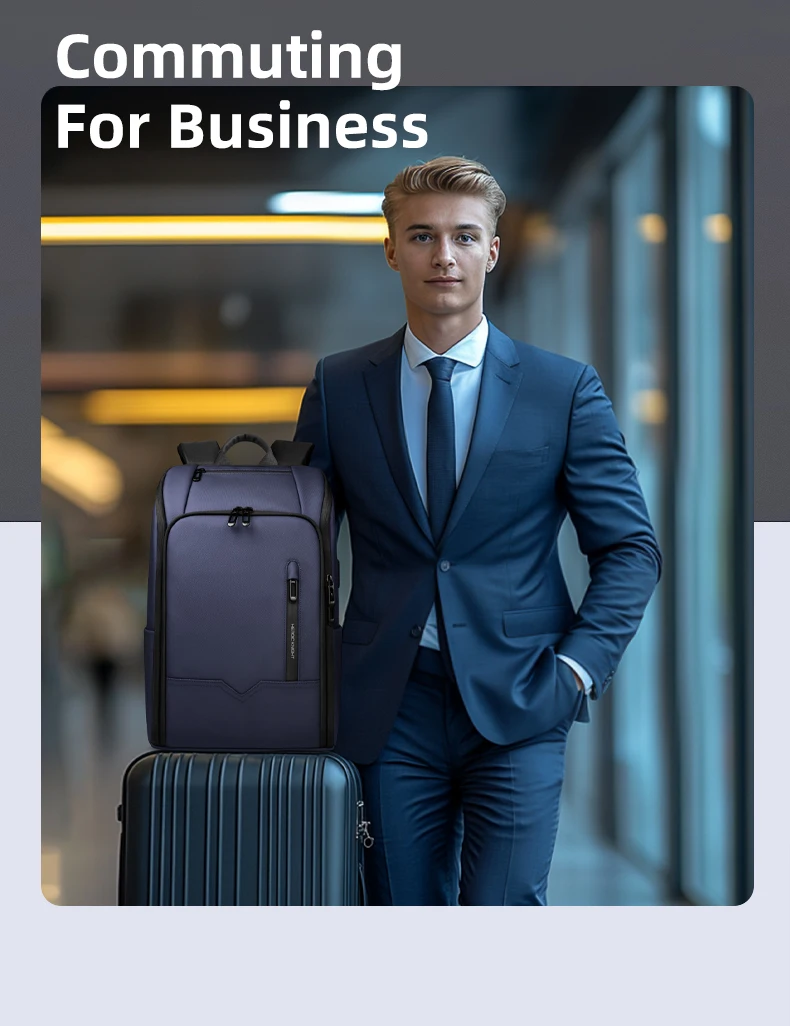 Heroic Knight Minimalistischer Herren-Reiserucksack mit Großer Kapazität, 15,6 Zoll Laptop-Tasche, Wasserdichter Business-College-Rucksack – Detail 3