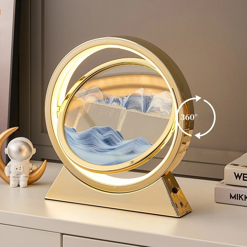 

Creative Dynamic Aesthetical Quicksand Painting Hourglass Light Desktop Ornament Atmosphere Table Lamp Sandscape Lamp