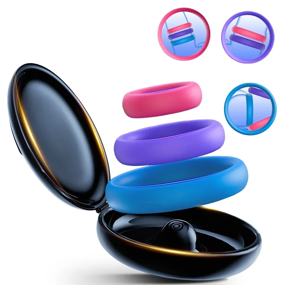 3 Pcs Reusable Silicone Cock Penis Rings Enlargers Erection Enhancing Long Lasting Ejaculation Adult Sex Toys for Men or Couples