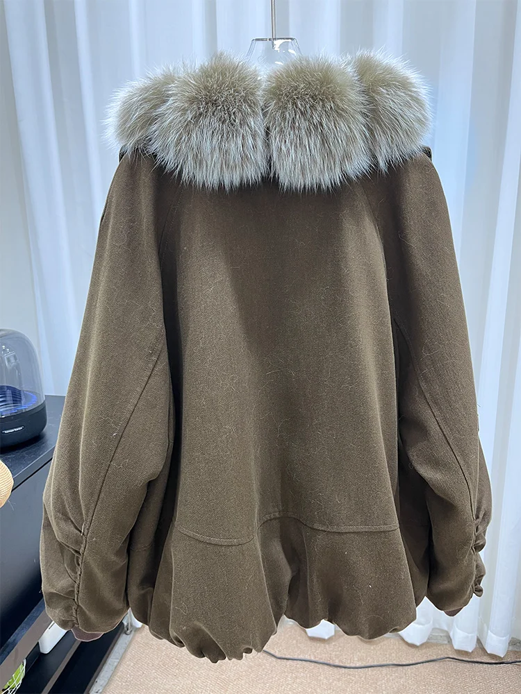 Moda Nuovo Inverno 90% Piumino d'oca Vera pelliccia di volpe Collo di Spessore Caldo Cappotto da donna Piumino Cappotto di lusso di media lunghezza