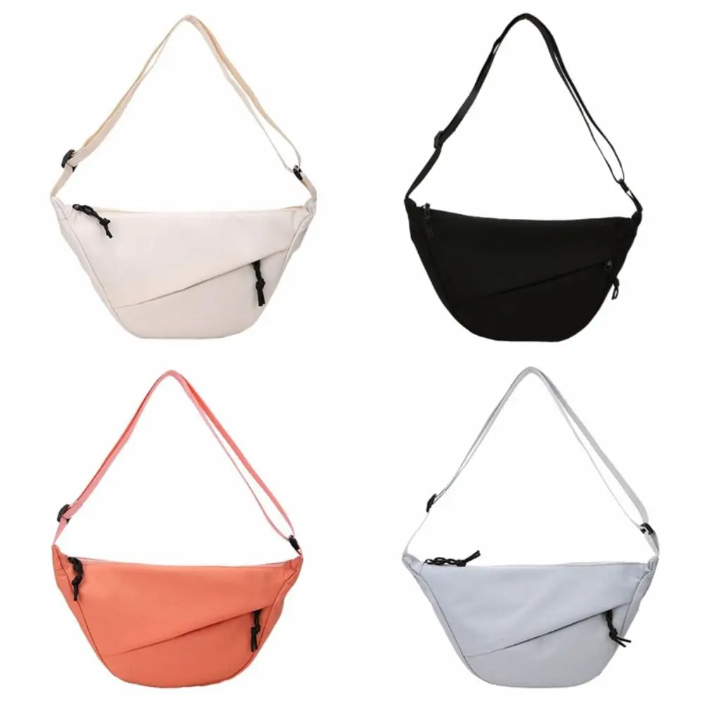 Saco Crossbody Nylon Forma Half-Moon, Zíper de dupla camada, Bolsa de ombro Dumpling, Stroge impermeável, Bolsa de Mensagem Esportiva