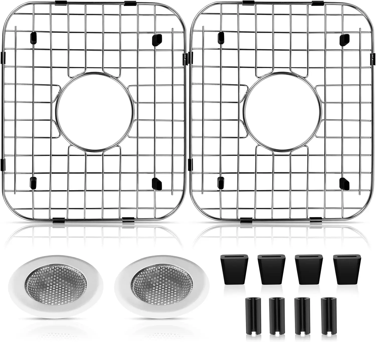 

2 Pack 13.7" x11.6" 304 Stainless Steel Sink Protectors Grid for 14.2"X 12.1" Kitchen Sink W/Center Drain,Sink Grid Protec