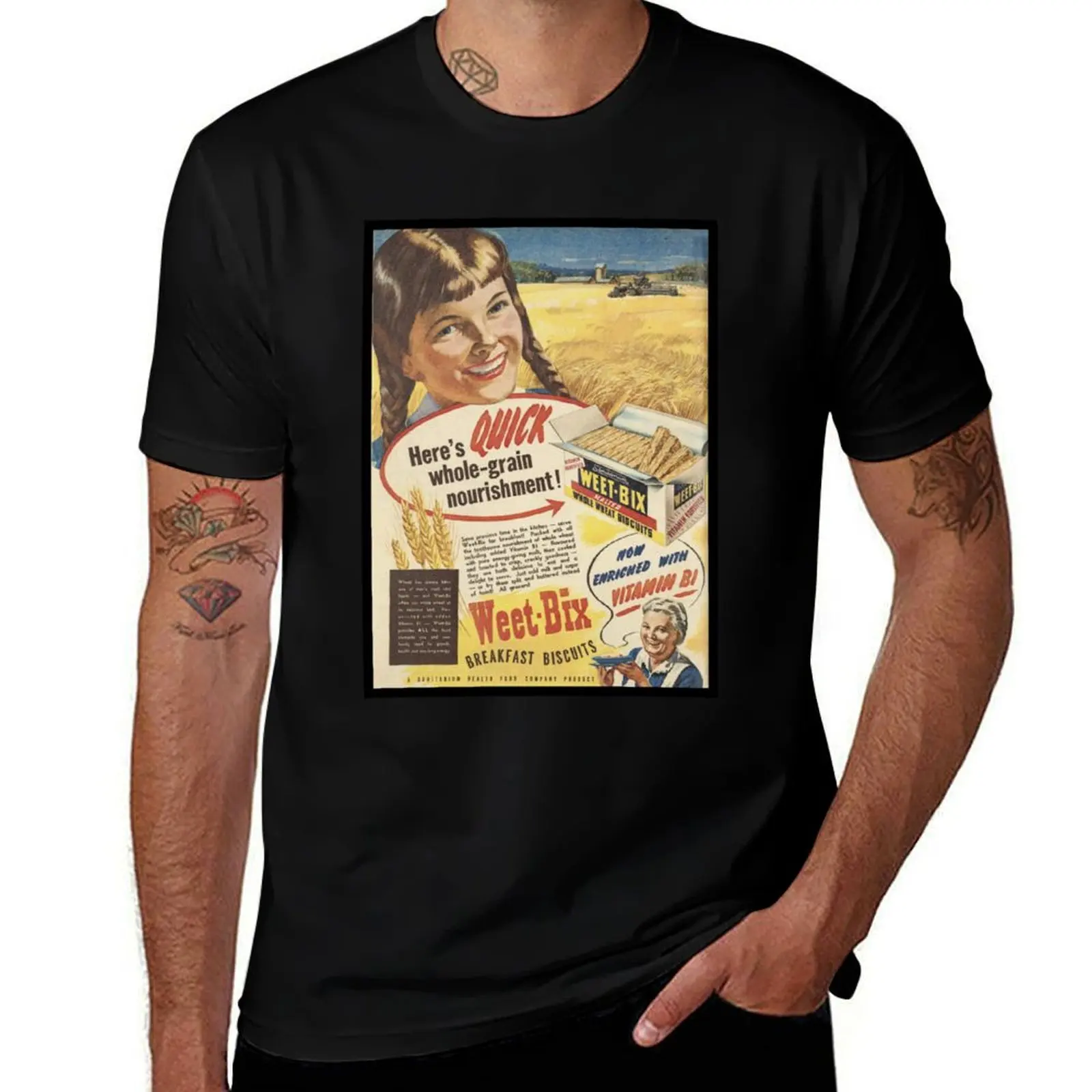 Vintage Weetbix Ad 1946 T-Shirt Casual Graphic Print Tee T-Shirt