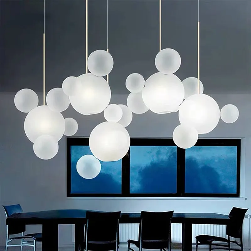 Postmodern Pendant Light Iron Bubbles Ball Glass Lamp Golden For Dinning Room Foyer Kitchen Island Led Pendant Lights Fixtures