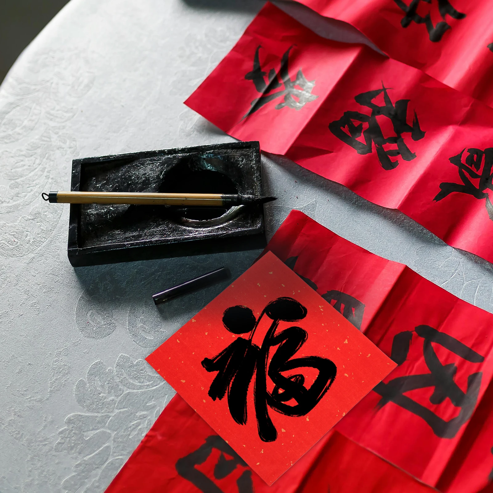 

60 Pcs Calligraphy Practice Paper Chinese Couplet Brush Lettering Grid Blank Red Writing Child