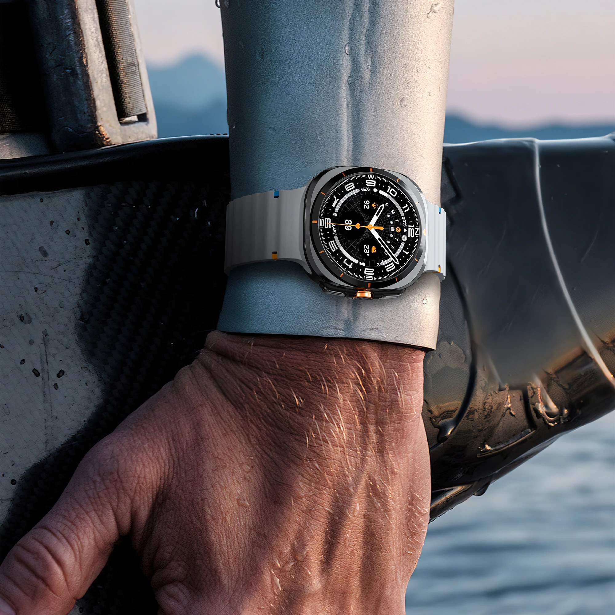 حزام أصلي لساعة سامسونج جالاكسي الترا حزام 47 مللي متر سوار سيليكون جالاكسي ساعة 5 برو/4/6 كلاسيك/7 44 مللي متر 40 مللي متر 43 46 الفرقة