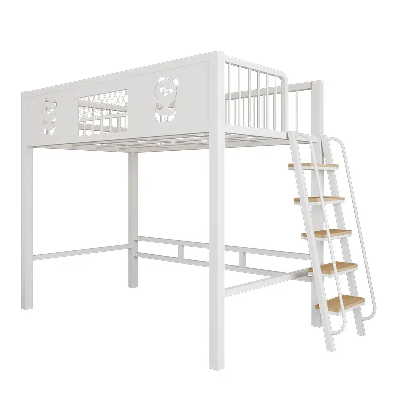 

Multifunctional ren's elevated bed wrought iron space saving bed under the table Nordic duplex second floor loft bed