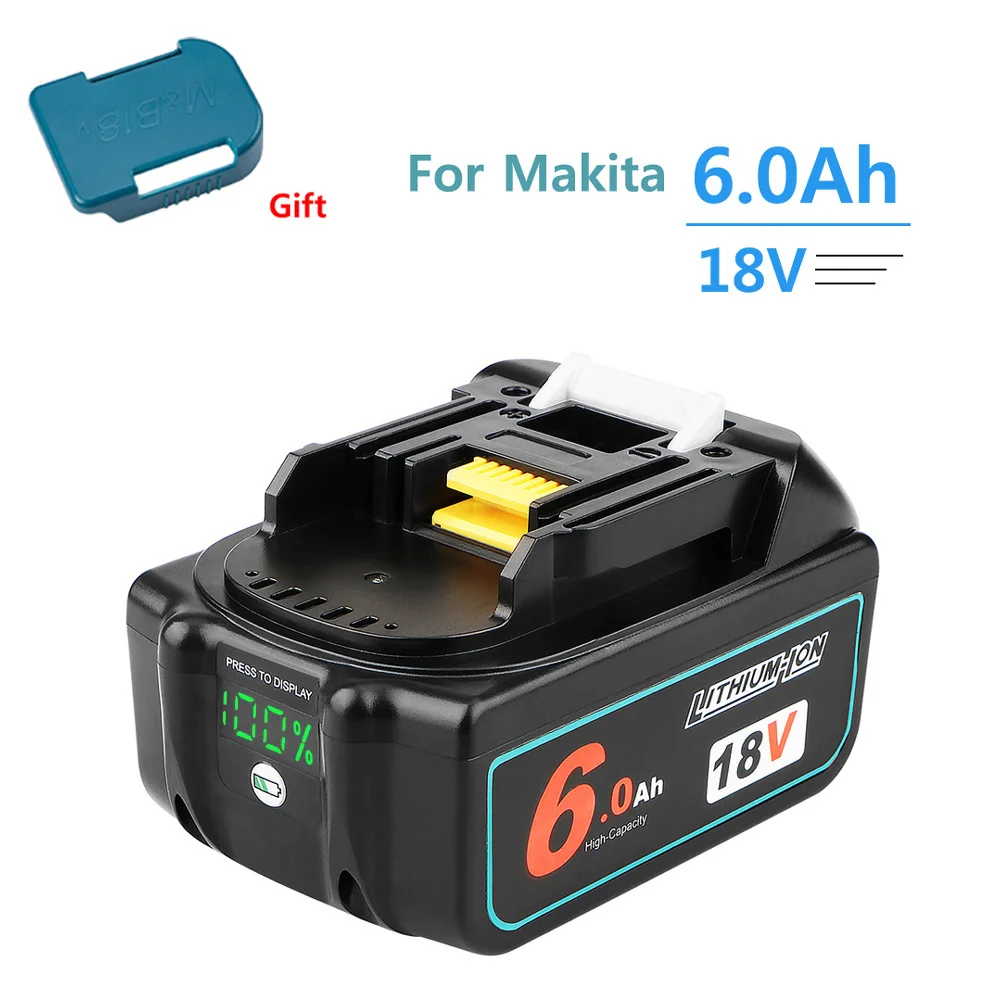 WTL 18V 6000mAh Rechargeable Li-ion battery With LED  Power Tool BL1840 BL1850 BL1860 BMS Electric Impact Wrench