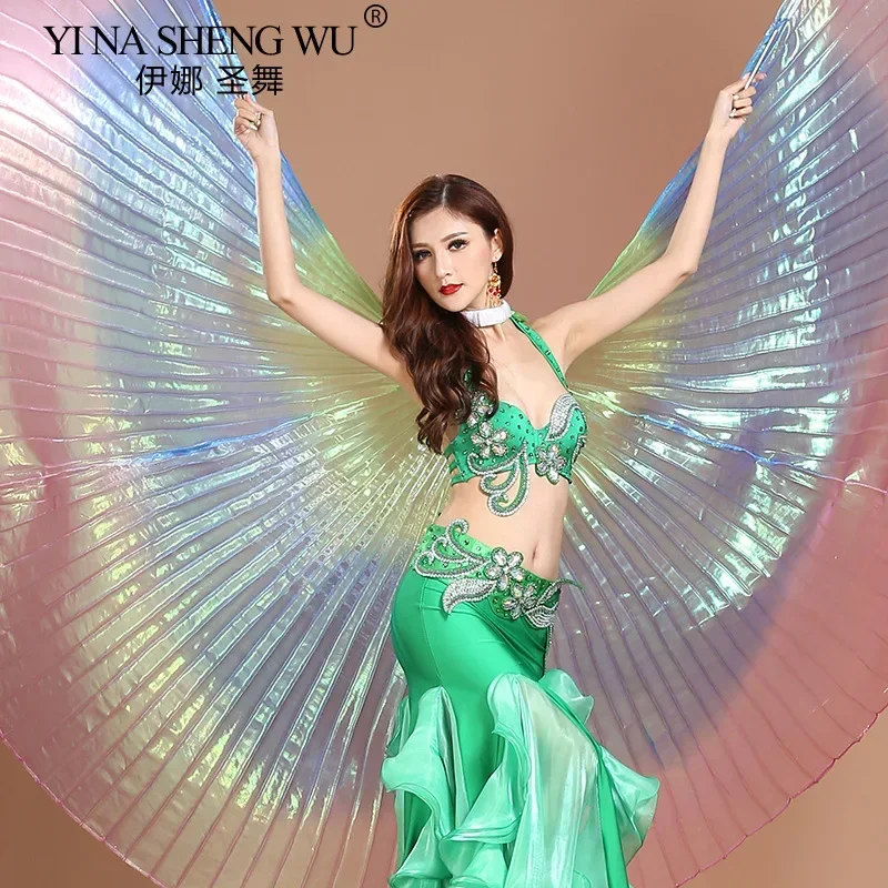 

Belly Dance Wings Adult Performance Tricolor Belly Dance Accessories Stage Props With Sticks