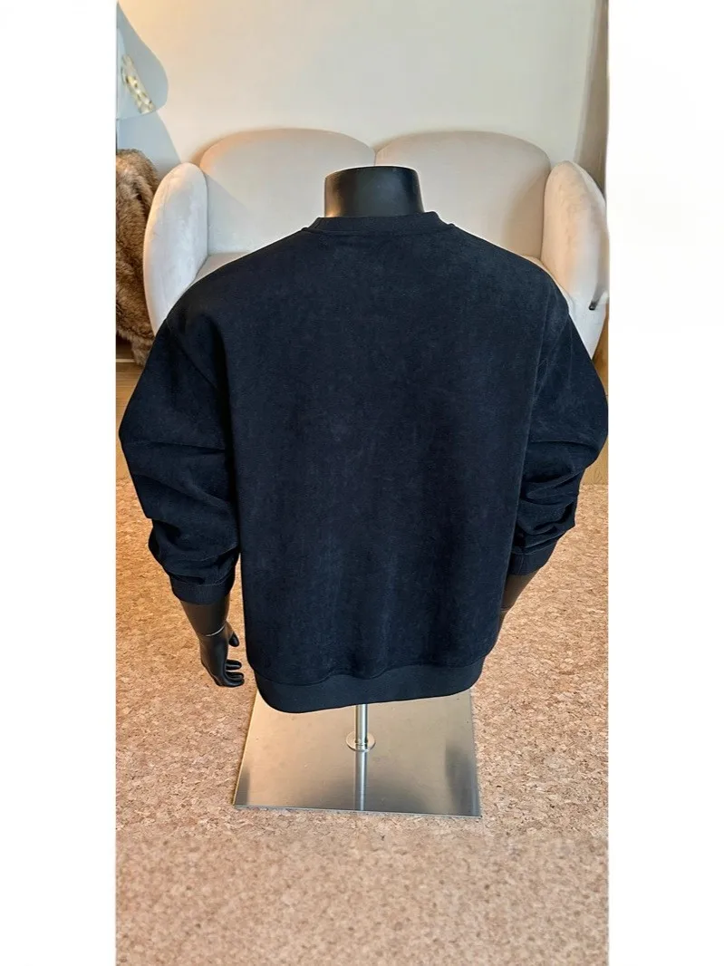 

Мужские толстовки без капюшона с индивидуальной печатью, зимние, повседневные, свободного кроя, для отдыха, в стиле техно-одежды, с подогревом, плюшевые, теплые, в рубчик, уютные, свободного силуэта