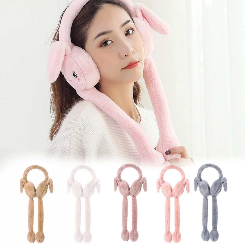 1Pcs New Lady Fluffy Autumn And Winter Earmuffs Cute Warm Move The Air Bag Rabbit Ears Cold Earmuffs, Soft Earmuffs Daily Wear