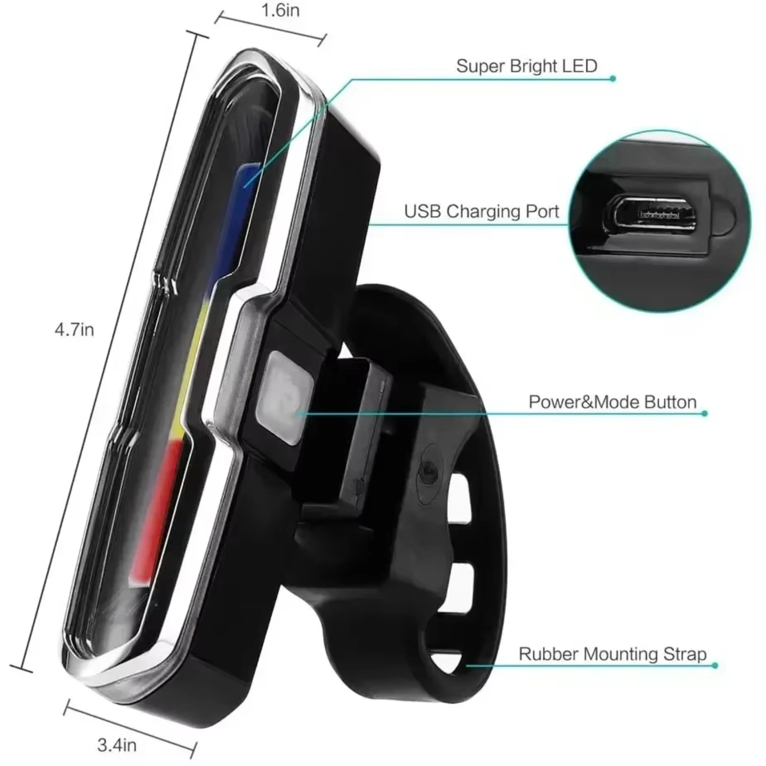 自転車テールライト USB 充電式自転車照明防水サイクリング点滅安全警告ランプ自転車ランタンアクセサリー