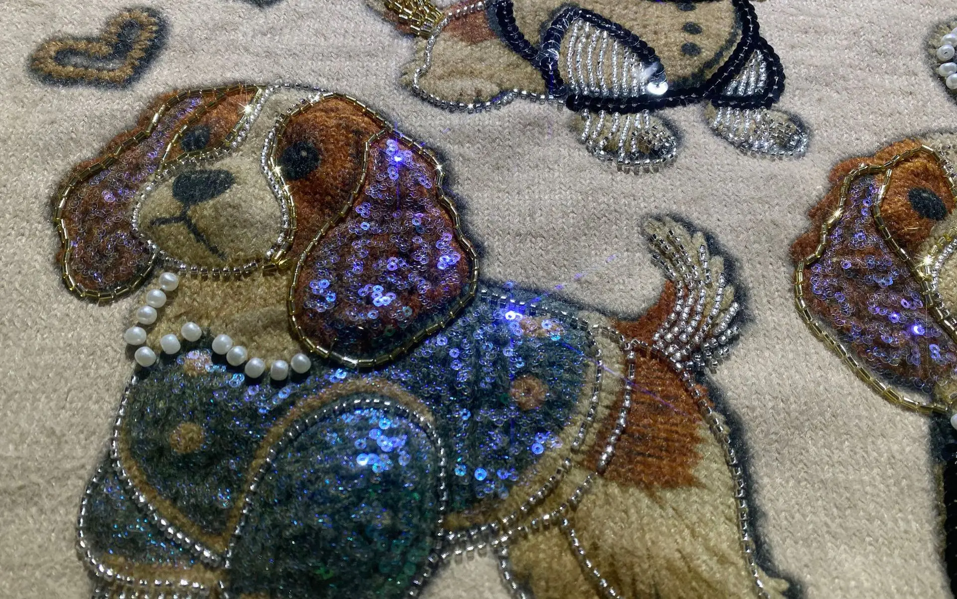 캐주얼 오버사이즈 스웨터 여성 빈티지 의류 만화 비즈 장식 스팽글 자수 긴팔 풀오버 니트웨어 루즈 스웨트셔츠