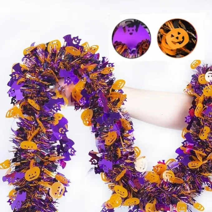 

3pcs Halloween Decorative Bat Streamers Latte Flowers 2M/PC Ghost Festival Arrangement Color Bars Bold Encrypted Pumpkin Tops