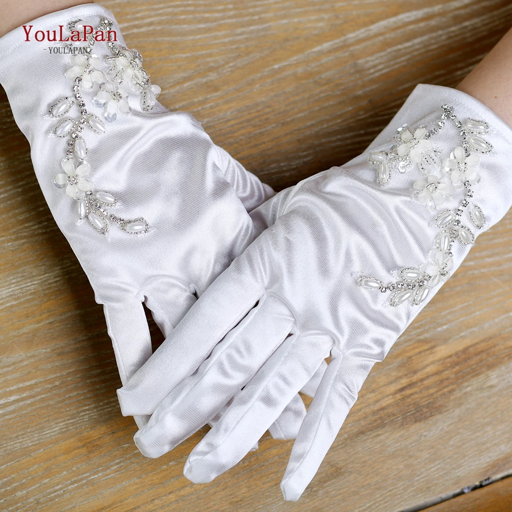 Youlapan ถุงมือแบบใช้นิ้วสำหรับเจ้าสาว, ถุงมือแบบ DIY สำหรับงานแต่งงานเจ้าสาวแบบสั้น M37สำหรับเจ้าสาวงานเย็บปักประดับด้วยลูกไม้สำหรับเจ้าสาว