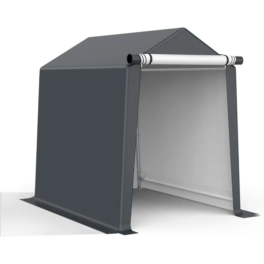 6x8FT في الهواء الطلق تخزين المأوى Carport المحمولة الثقيلة المأوى مع نشمر سستة الباب لأدوات حديقة دراجة نارية #1