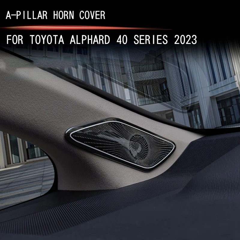 For Toyota Alphard 40 Series 2023+ Front A Pillar Triangle Audio Stereo Speaker Trim Cover Car Replacement Parts Black