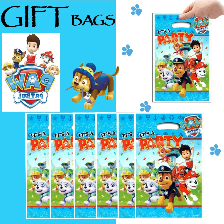 

10-30 шт., синие подарочные пакеты для вечеринки «Щенячий патруль» с ручками, сувениры для вечеринок, печенье, конфеты, детские сувениры на день рождения, украшение