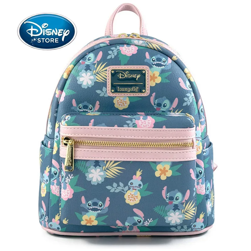 

Disney Lilo & Stitch And Scrump Double Strap Shoulder Bag Hawaiian Floral All Over Print Mini Backpack Women Backpack Handbag