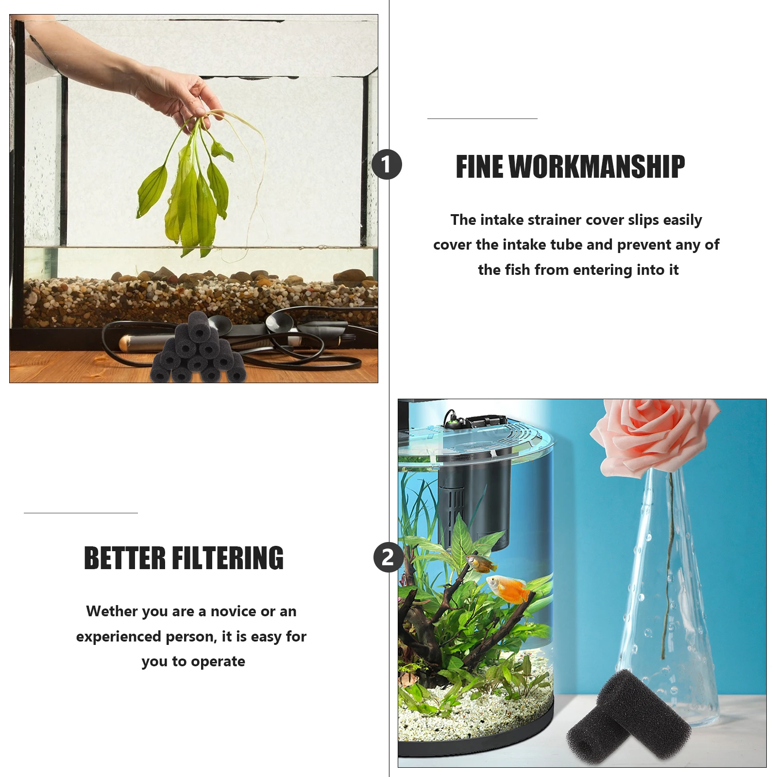 

10Pcs Pre Filter Sponge Sleeves Aquarium Filter Accessories Replacement Sponges Fish Tank Intake Protective Covers Filtration