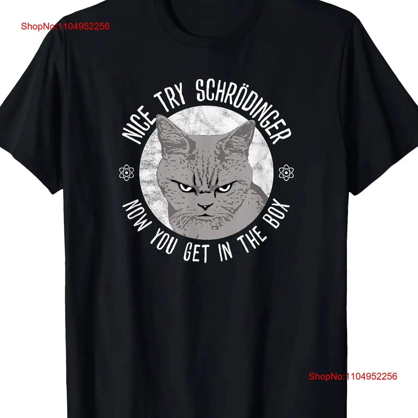 

Men's Nice Try Schrodinger Cat T Shirt 100 Cotton Short Sleev vintage Washed Top For Everyday Wear graphic homme Slightly