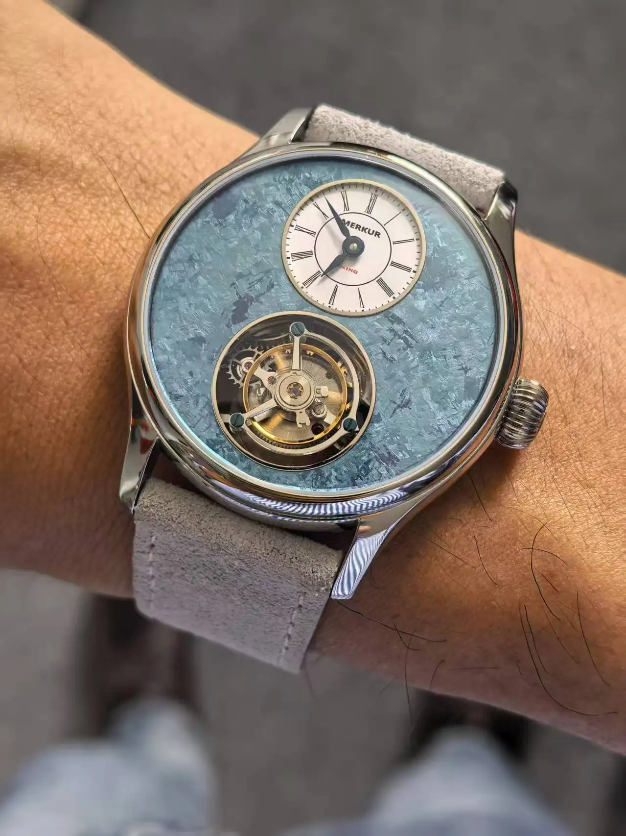 

Merkur 100% Tourbillon Watch Men's Titanium Ice Flower Dial Sapphire Watch For Men Mechanical Wristwatches Relogio Masculino