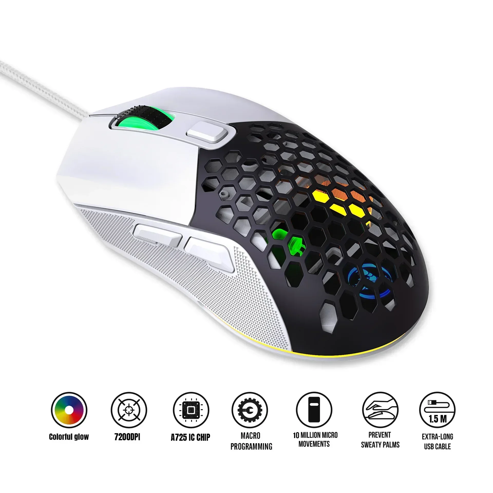 ZLRLMHY Bestselling RGB Luminous 7200 Adjustable Ergonomic, 7200 DPI X300 6-Key Macro Programmable Mouse Laptop Wired Mouse