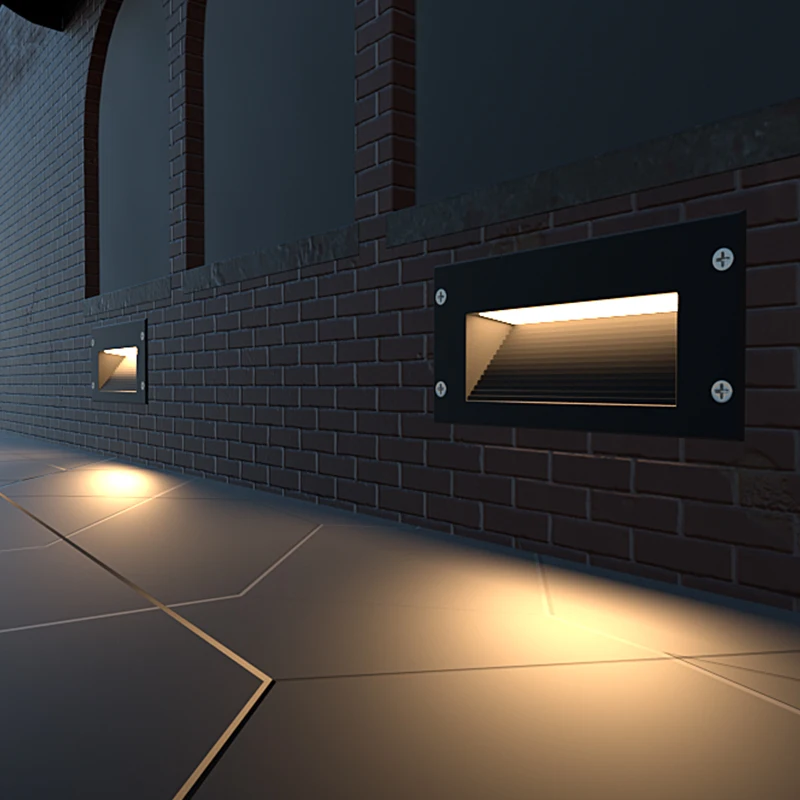 Lampada da parete per passerella esterna Lampada da incasso in alluminio con diodo luminescente e illuminazione per scale