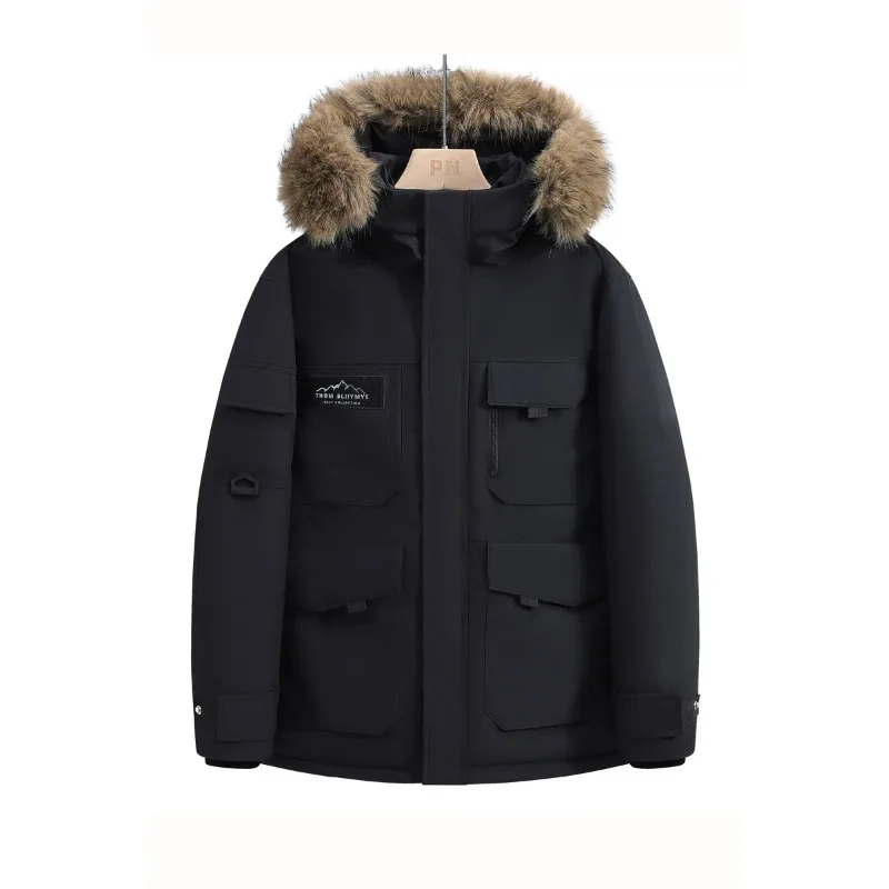 Thickened Cotton-padded Men's Coats  Mid-length Winter Thickened Workwear Outdoor Fashionable and Casual Couple Down Jackets Men